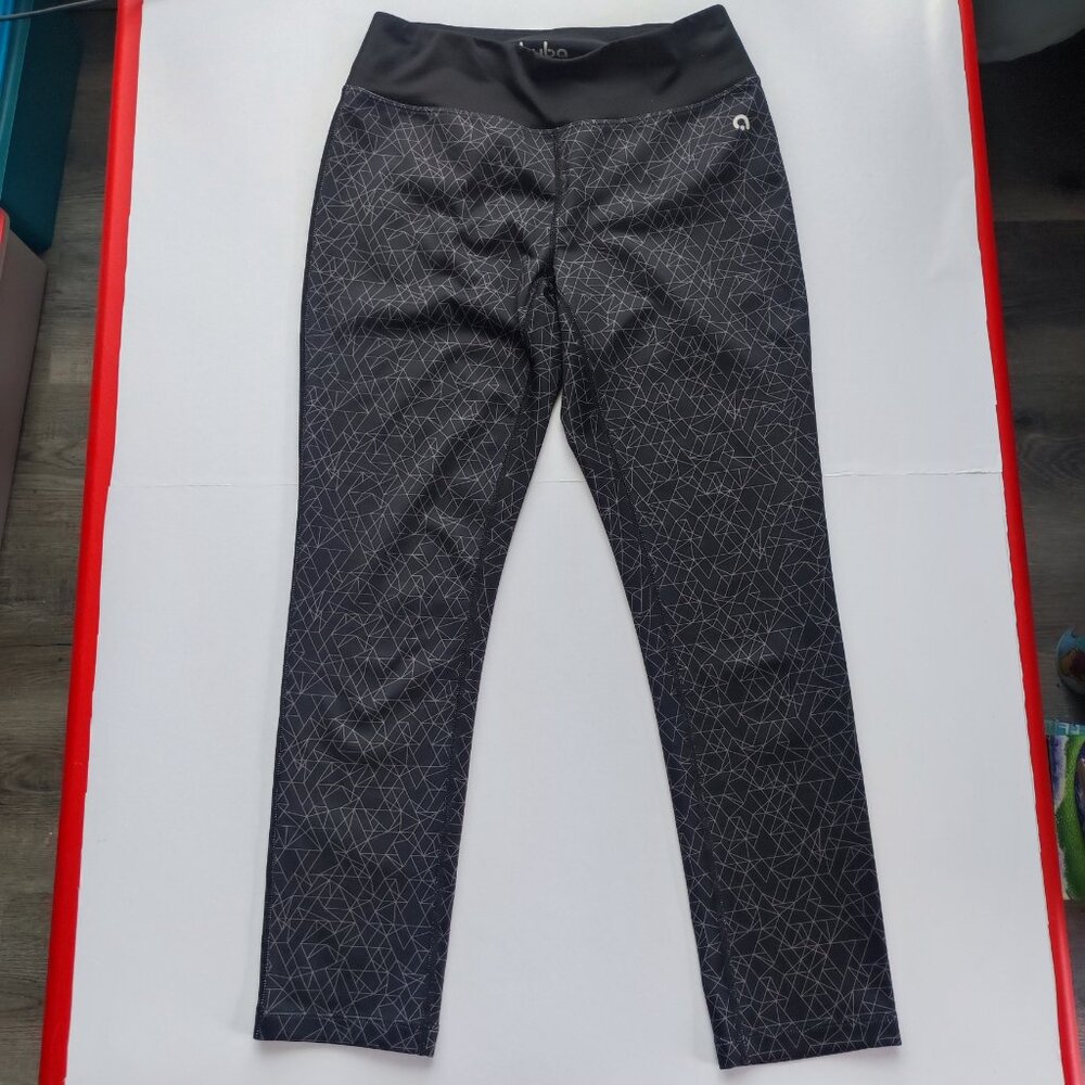 Hyba athletic / yoga pants leggings dark grey geometric design women's size XS